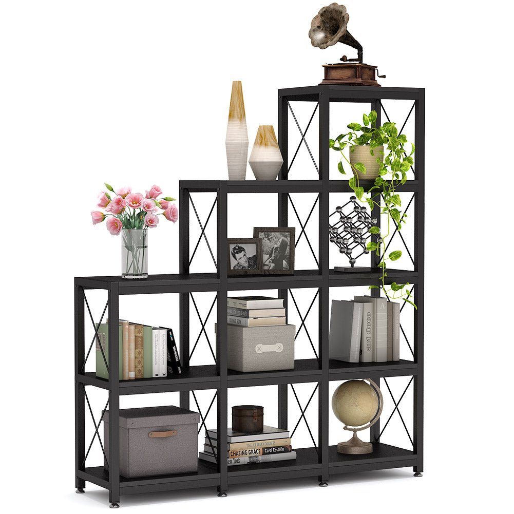 Ladder Bookshelf, 12 Shelves Industrial Etagere Bookcase