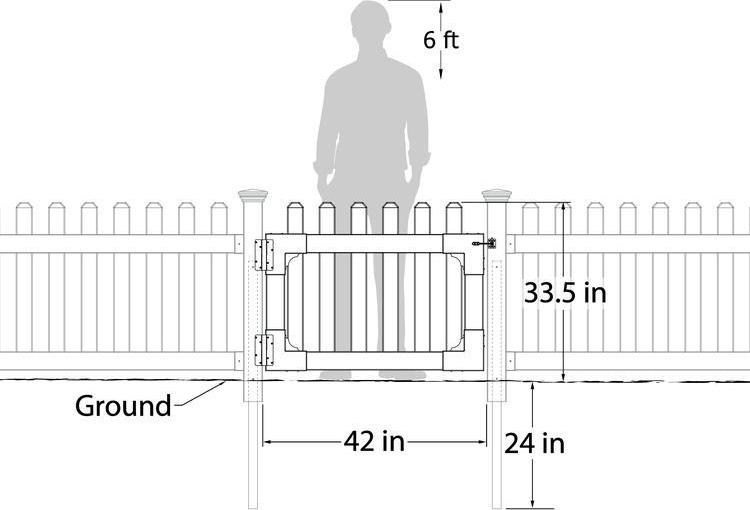 No-Dig Newport Picket Gate with Stainless Steel Hardware (31in x 41in)