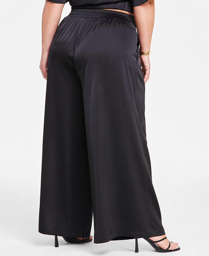 Trendy Plus Size Satin Wide-Leg Pants