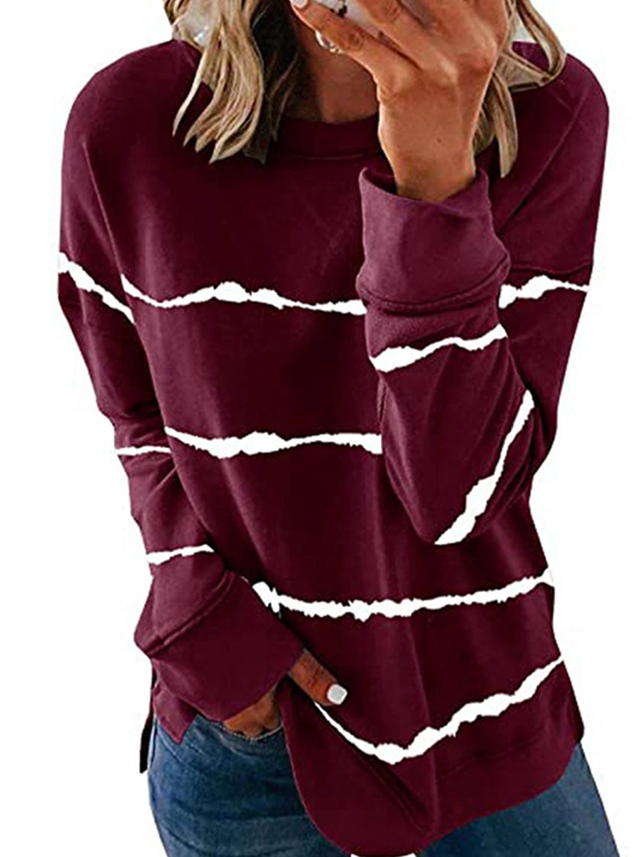 Round Neck Striped Long Sleeve T-shirt