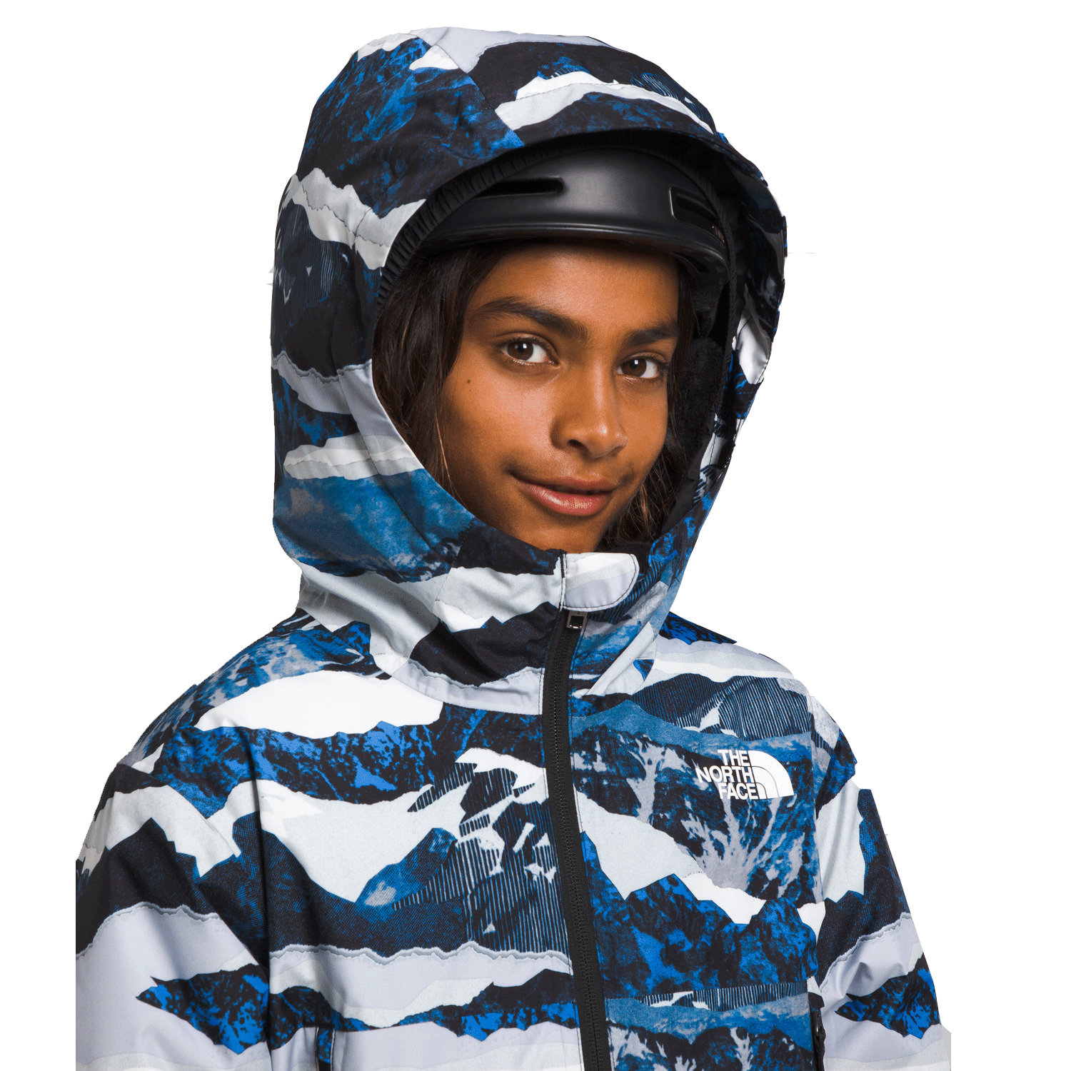 The North Face Kids Freedom Insulated Jacket 2024 Optic Blue Mountain Traverse Print