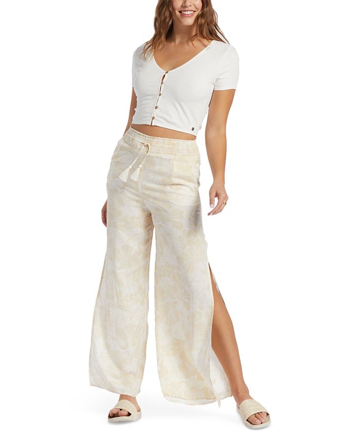 Juniors' Side Slit Tropical Rhythm Pants