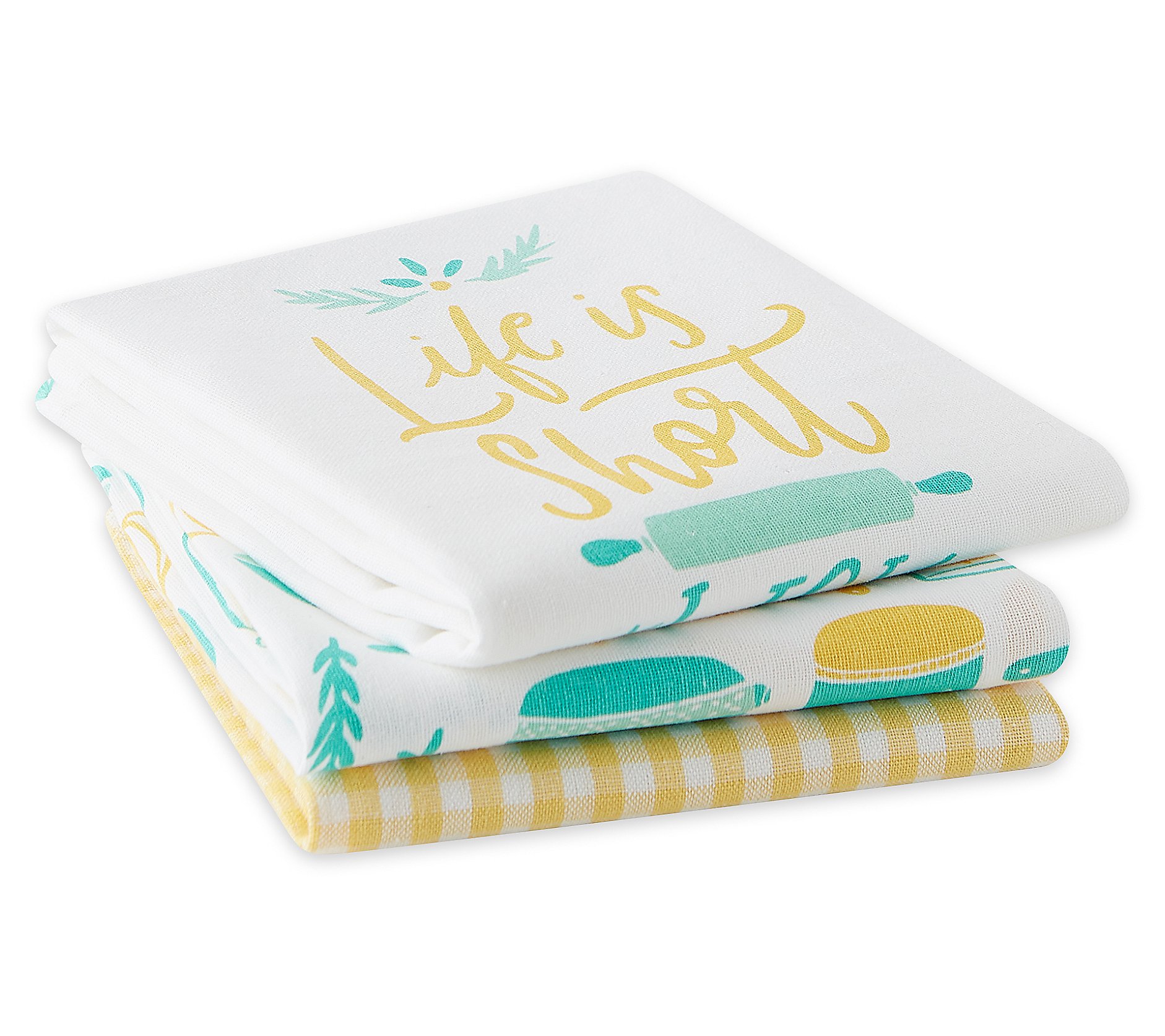 Design Imports Set of 3 Life is Short Kitchen Towels