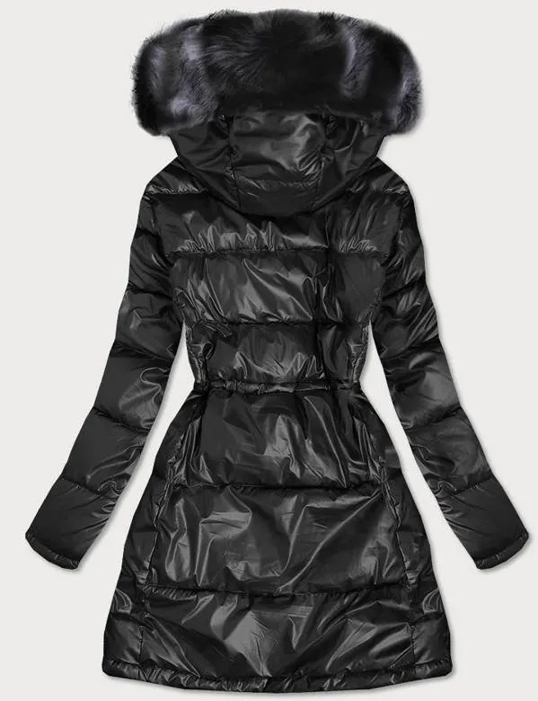 Metallic winter ladies black jacket