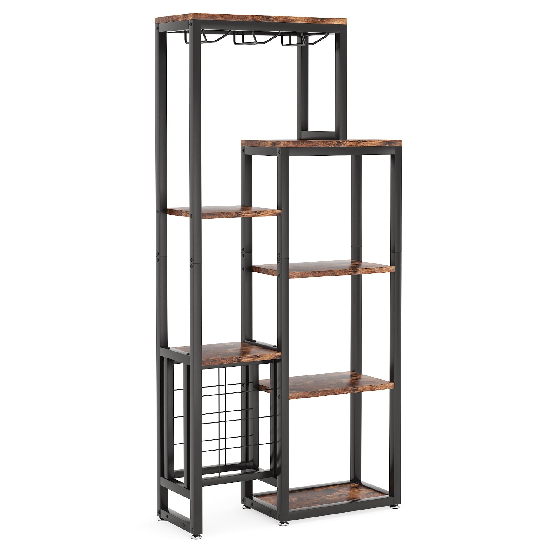 Industrial Wine Rack, 5-Tier Freestanding Wine Display Shelf