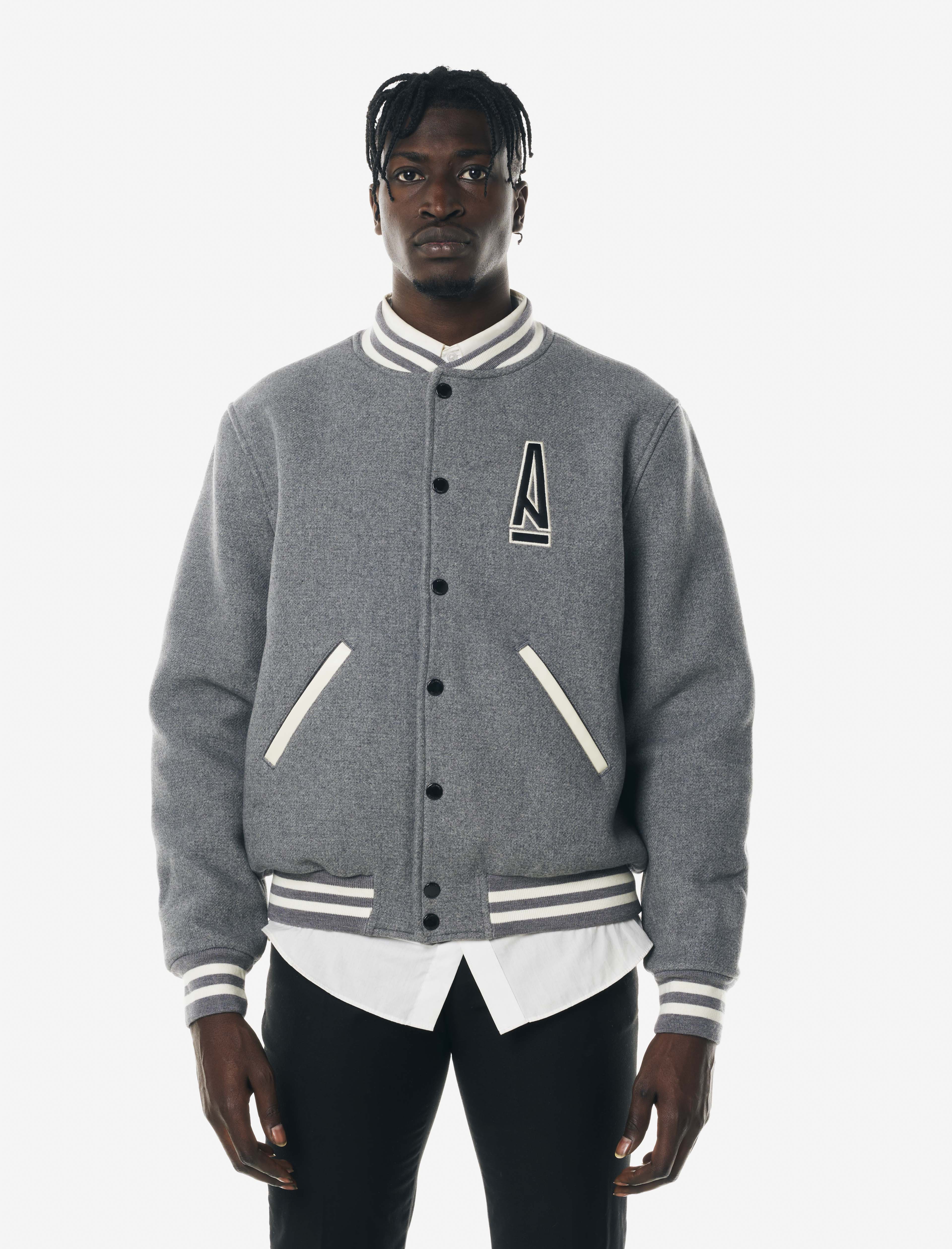 A MA MANIÉRE LEGACY GREY VARSITY JACKET