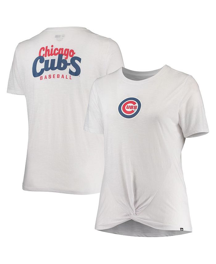 Women's White Chicago Cubs Plus Size 2-Hit Front Knot T-shirt