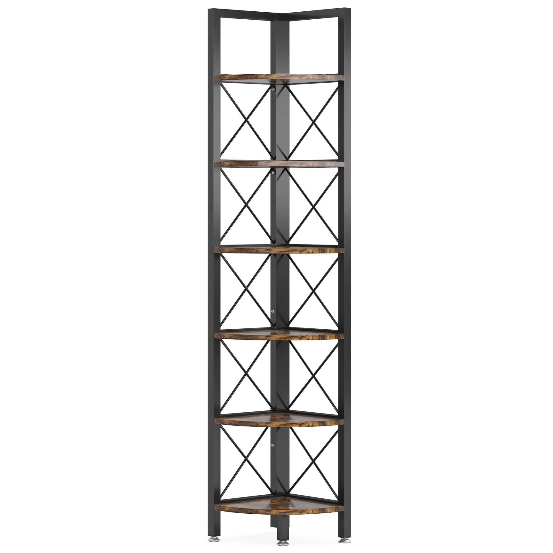 6-Tier Corner Shelf Small Bookshelf Storage Rack for Small Space