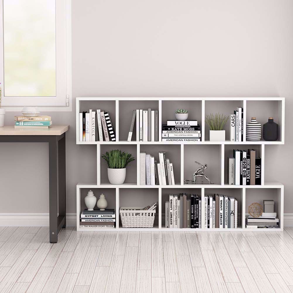 Modern Bookcase, 5-Shelf Storage Organizer with 14-Cube Display Bookshelf