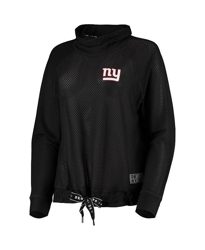 Women's Black New York Giants Gabby Cowl Neck Raglan Mesh Sweatshirt