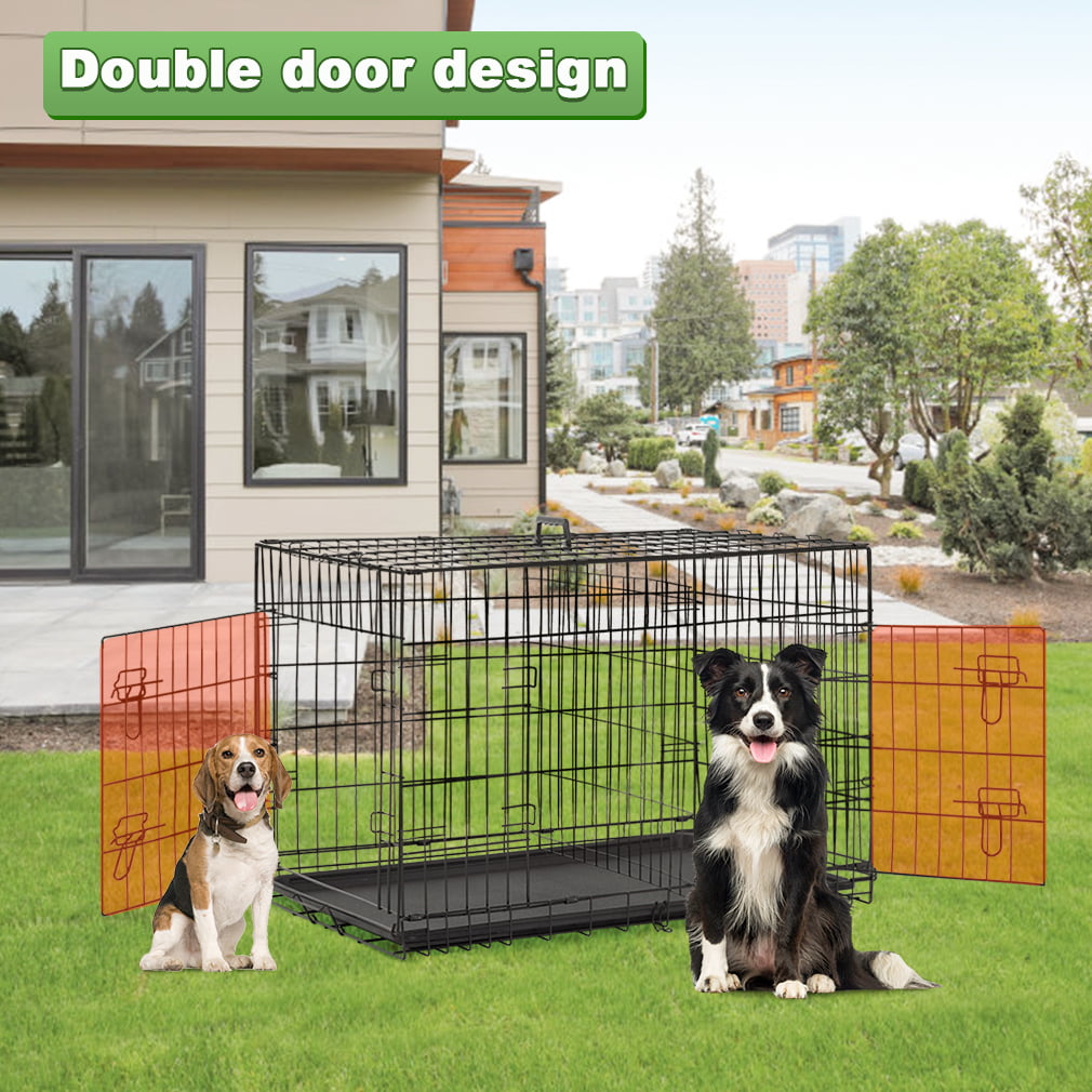 BestPet Double-Door Metal Dog Crate with Divider and Tray， X-Large， 48