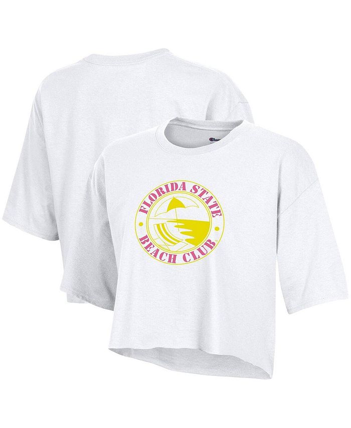 Women's White Florida State Seminoles Beach Club Cropped T-Shirt