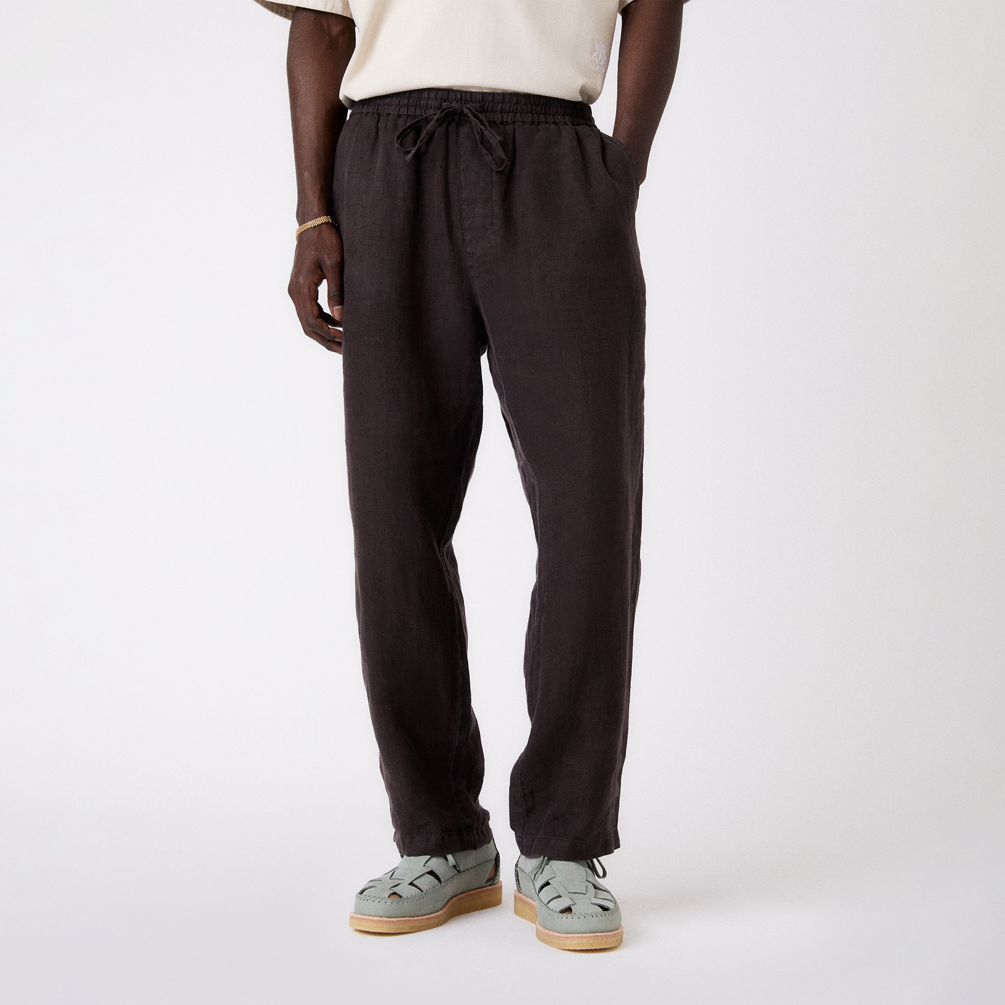 &Kin Herringbone Linen Barrow Pant - Kindling