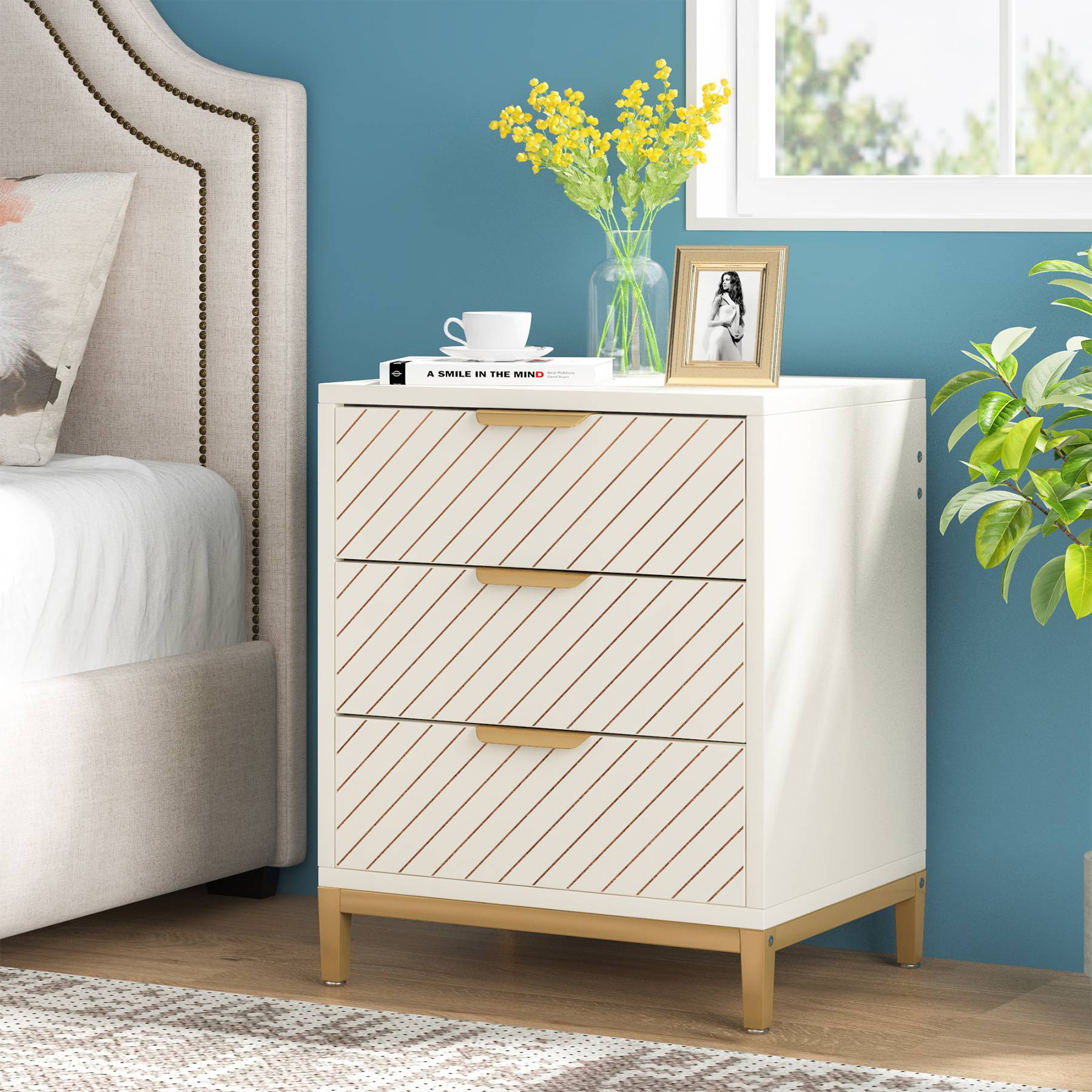 3-Drawer Nightstand Bedside End Table for Bedroom