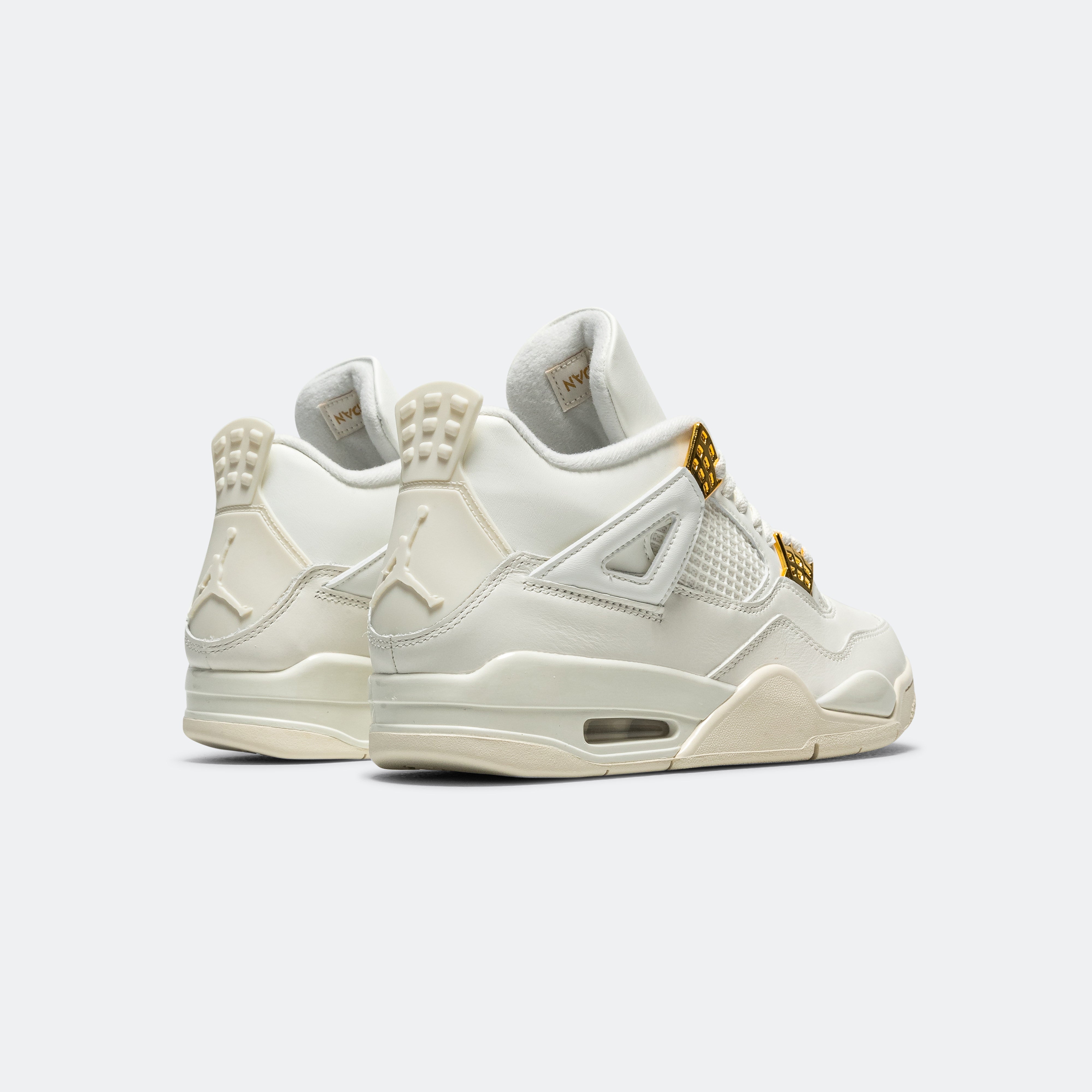 Womens Air Jordan 4 Retro - Sail/Metallic Gold-Black