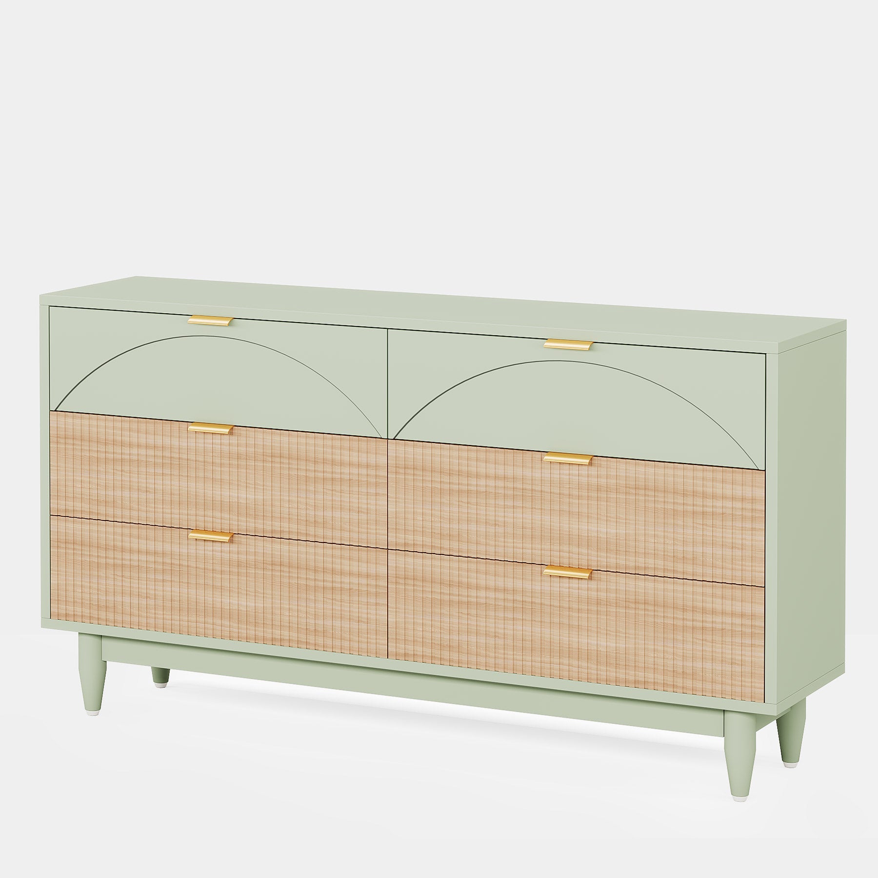 Modern 6-Drawer Dresser, 55 Inches Storage Chest of Drawers