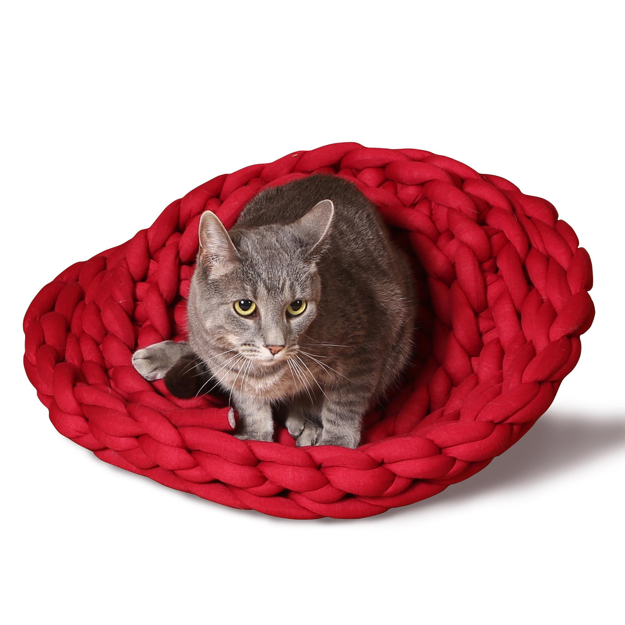 KandH Pet Products Knitted Pet Bed Red 17 X 4 Inches