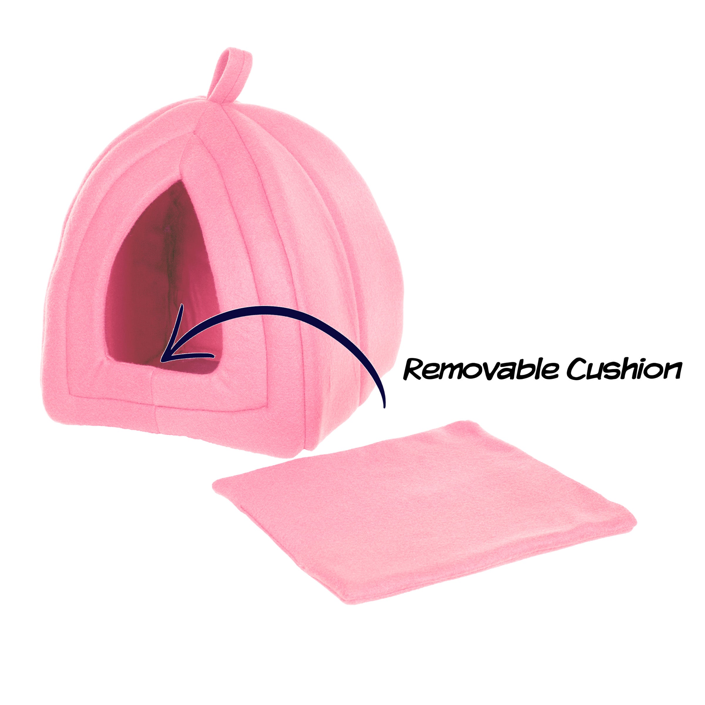 Cat House - Indoor Bed with Removable Foam Cushion - Pet Tent for Puppies， Rabbits， Guinea Pigs， Hedgehogs， and Other Small Animals by PETMAKER (Pink)