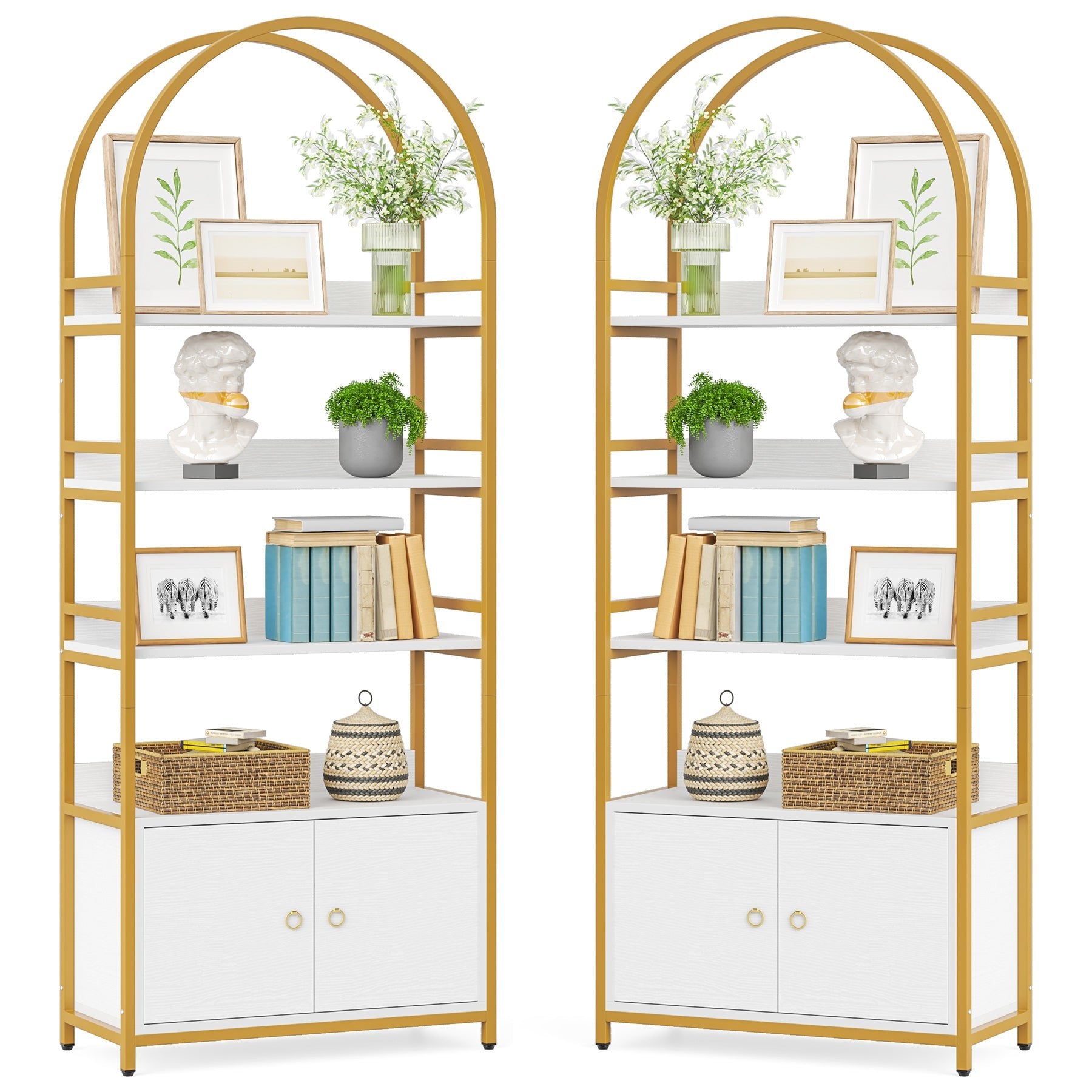 4-Tier Bookshelf with Cabinet, 75.9