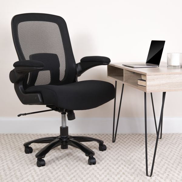 Flash Furniture HERCULES Series Big and Tall Mesh Executive Swivel Chair with Adjustable Lumbar and Flip-Up Arms