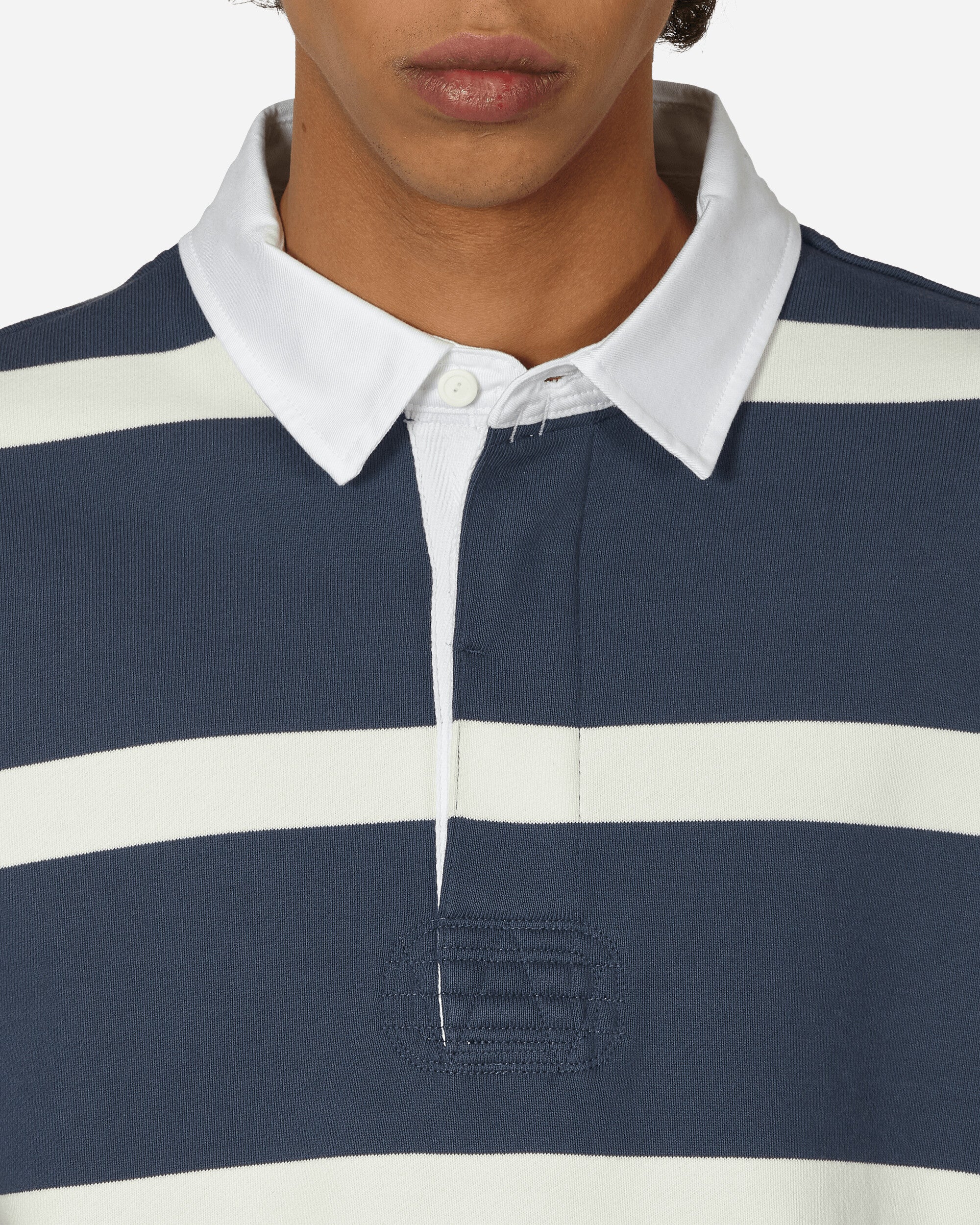 Striped Heavyweight Rugby Polo Shirt Thunder Blue / Sail