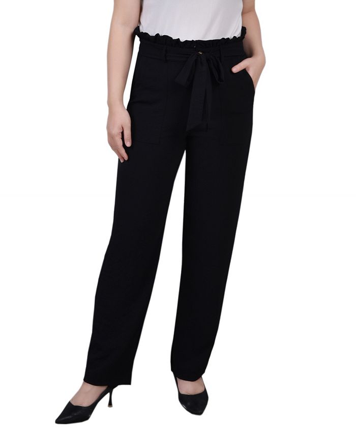 Petite Full Length Paper Bag Waist Pants
