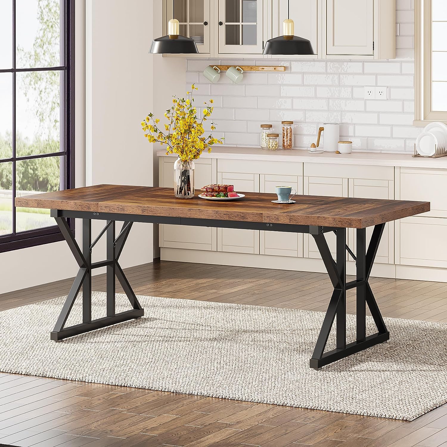 Wood Dining Table, Farmhouse 70.8