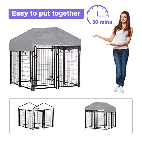 FDW OutDoor Heavy Duty Playpen Dog Kennel with Cover， X-Large， 54