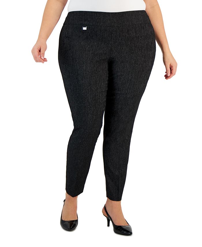 Plus Size Jacquard Tummy-Control Skinny Pants， Created for Macy's