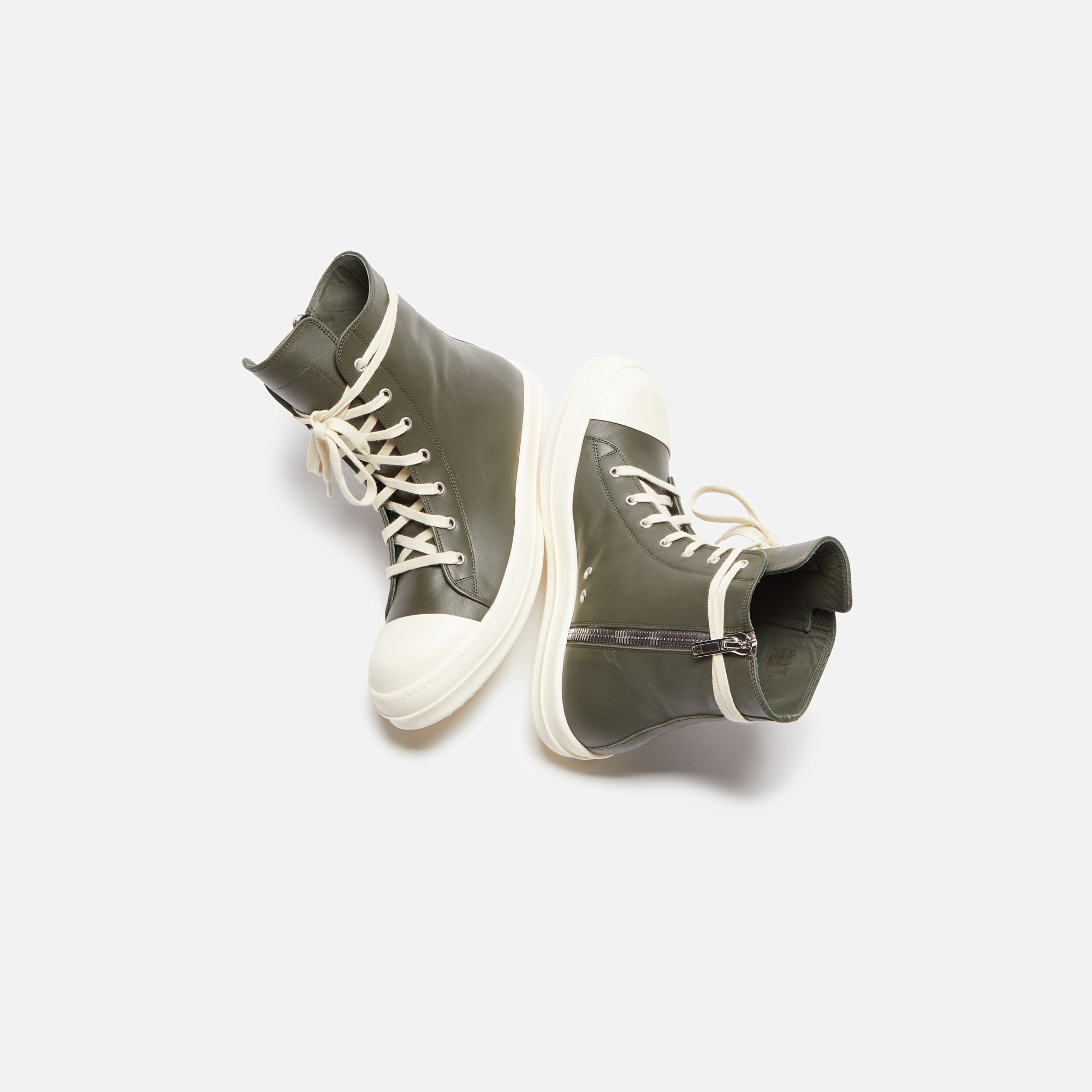 Rick Owens Scarpe in Pelle Sneakers - Forest / Milk / Milk