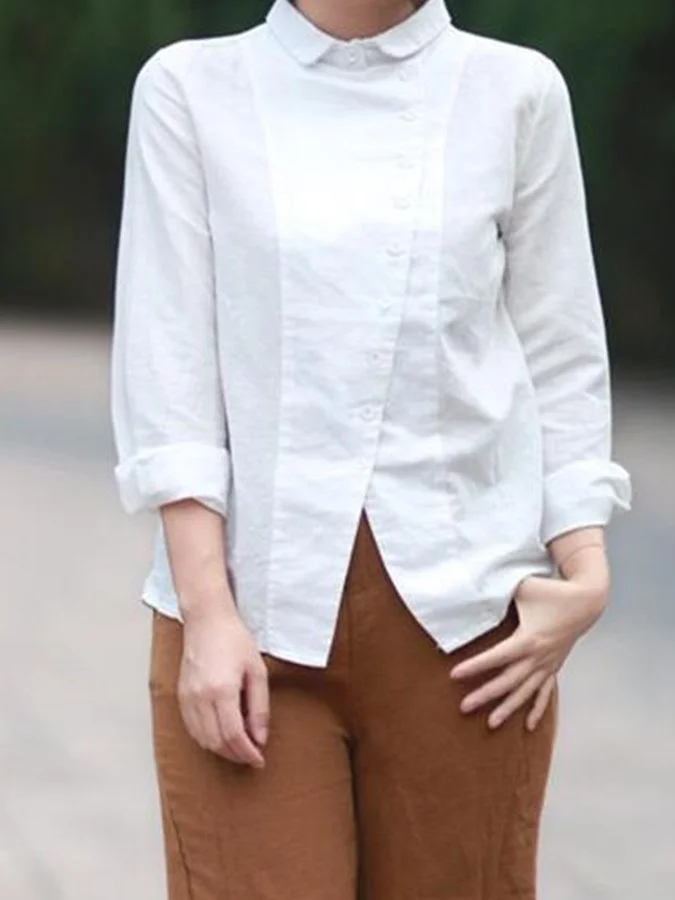 Women's Loose Casual Cotton Linen Long Sleeve Shirt