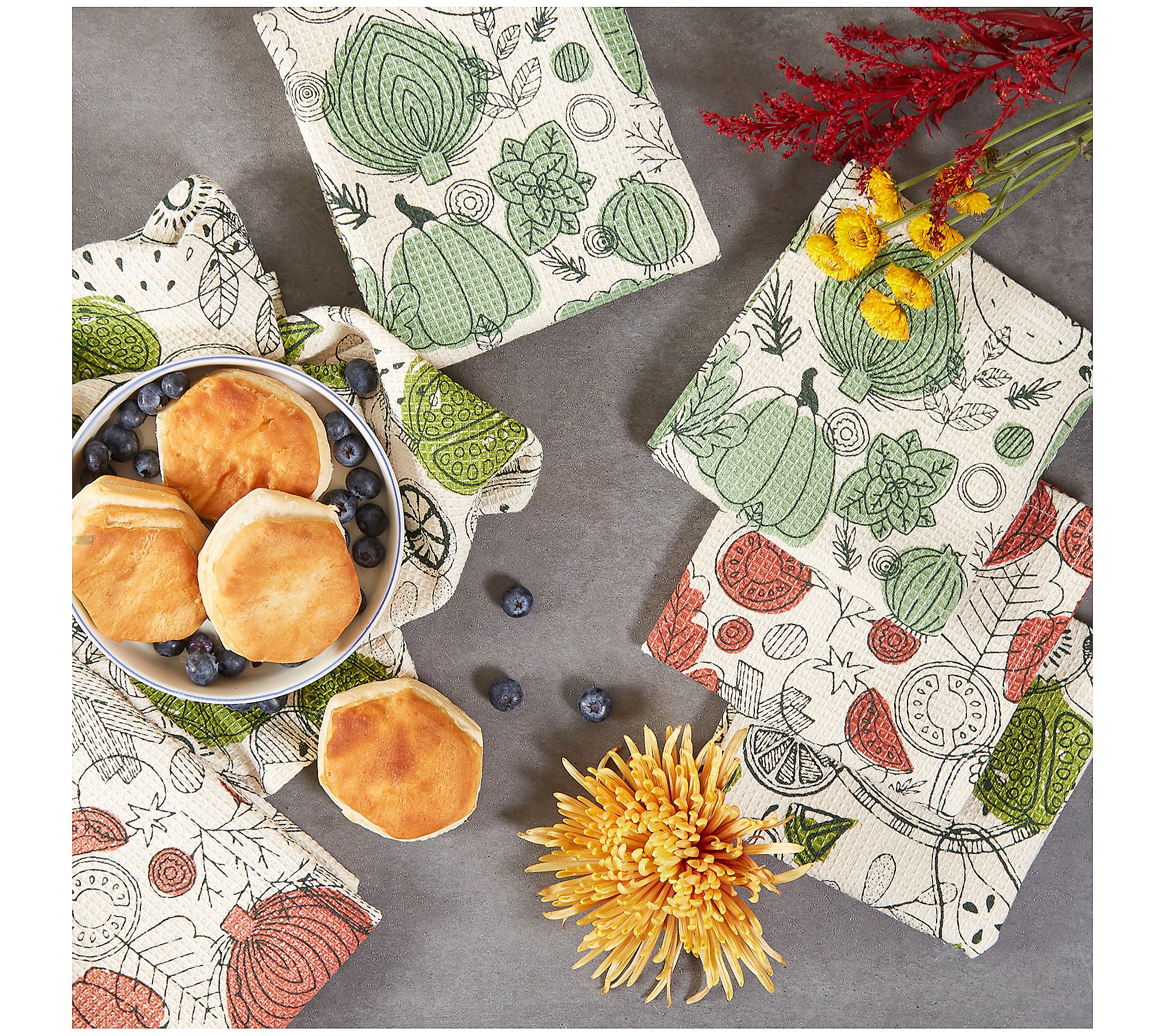 Design Imports Set of 6 Fresh Produce Kitchen Linens