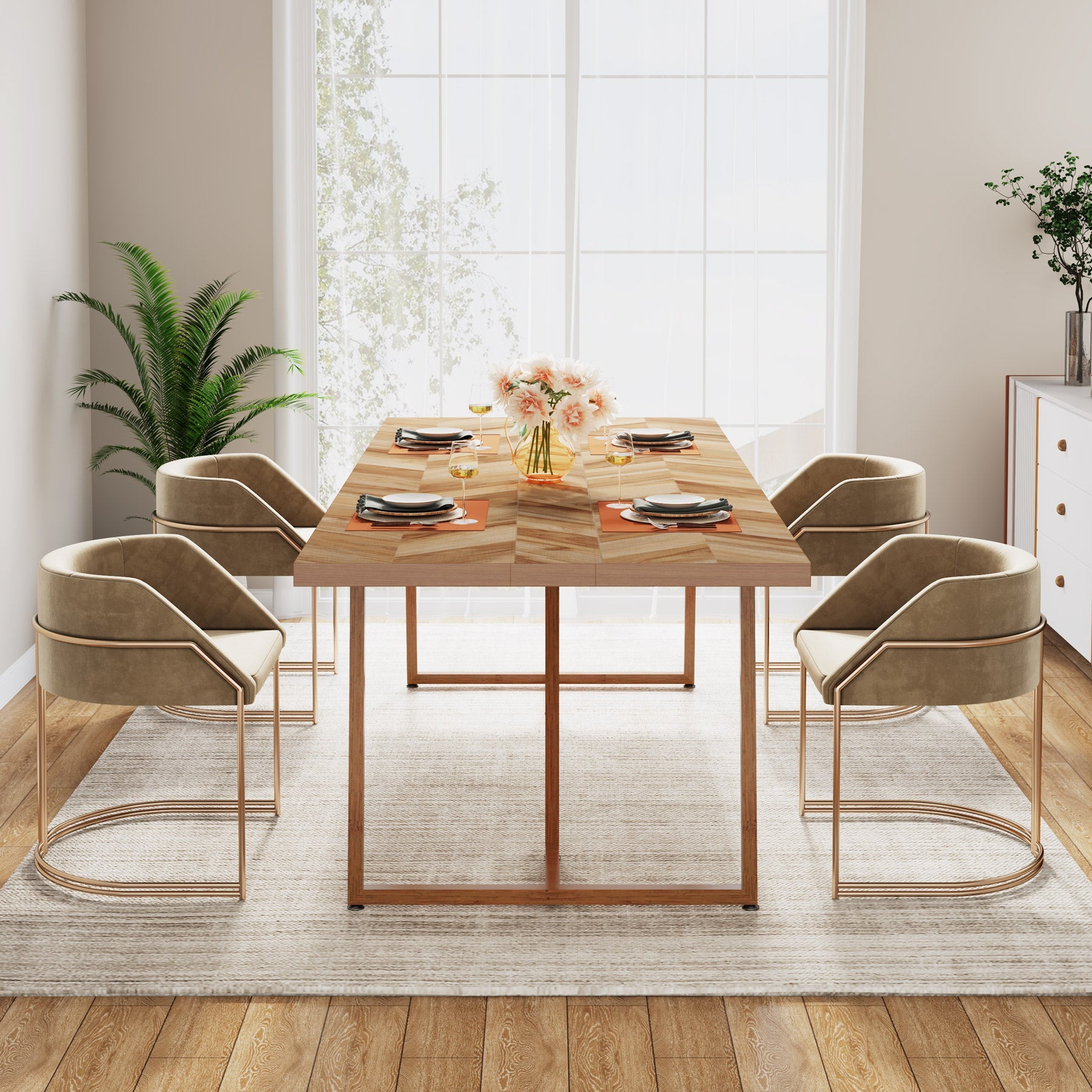 Farmhouse Dining Table for 6 to 8, 70.9