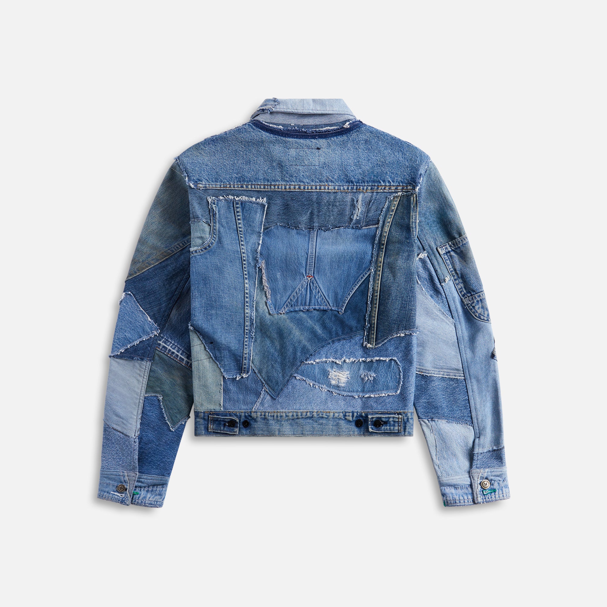 Greg Lauren Mixed Denim Trucker - Denim Blue