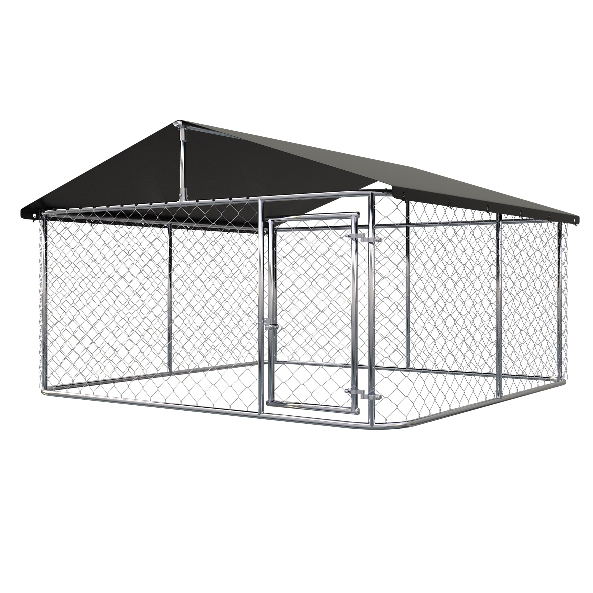 Petony Outdoor Dog Kennel Dog Cage Dog Playpen Dog Fence Chicken Coop Hen House Heavy Duty Pet Playpen with Large Galvanized Chain Link with UV and Water Resistant Black Proof Cover