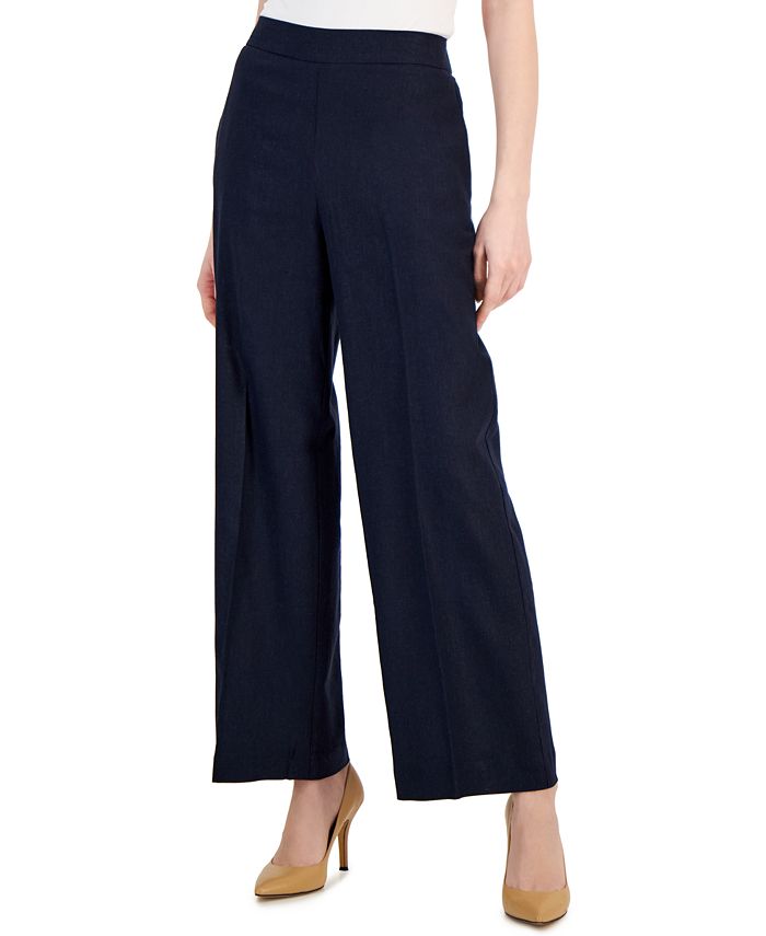 Women's Linen-Blend High-Rise Pull-On Wide-Leg Pants