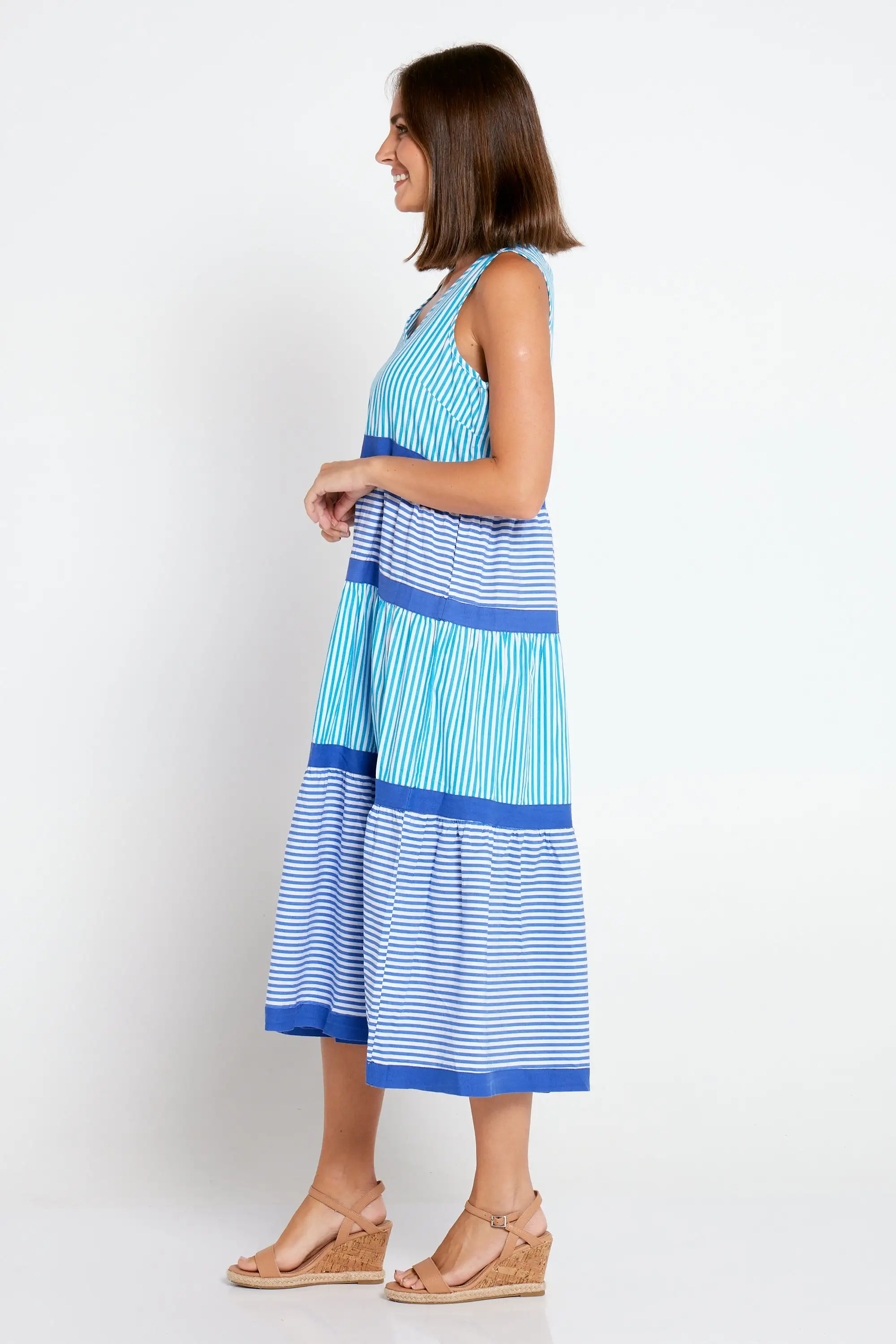 Stillwater Cotton Dress - Cobalt Stripe