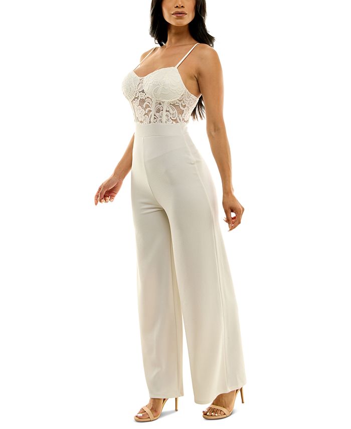 Juniors' Lace-Bodice Jumpsuit