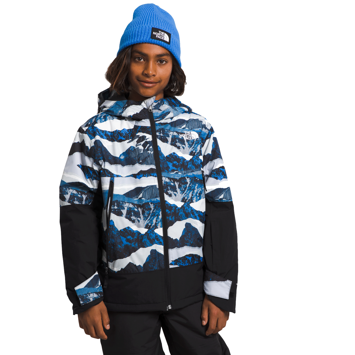 The North Face Kids Freedom Insulated Jacket 2024 Optic Blue Mountain Traverse Print