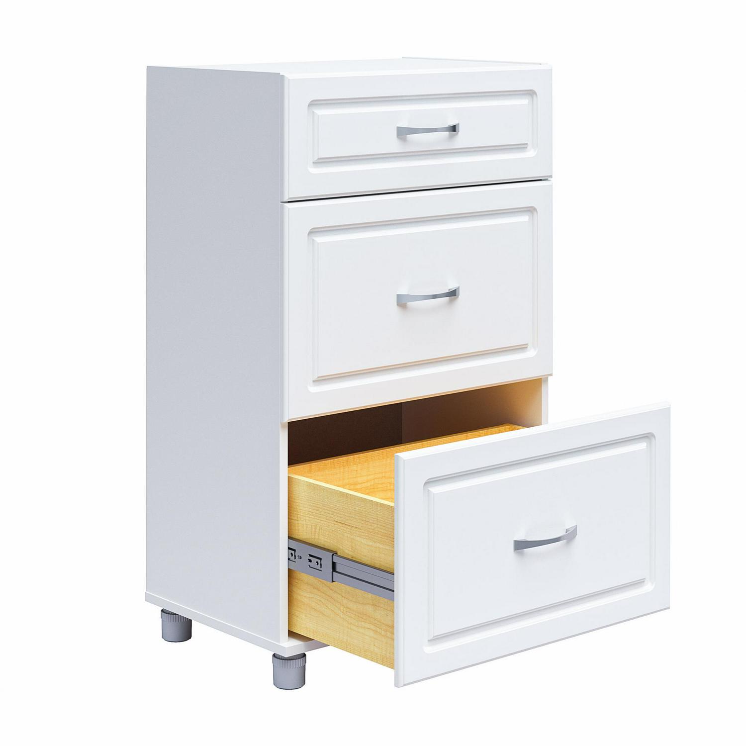 Systembuild Evolution Kendall 24 3 Drawer Base Garage Storage Cabinet， White