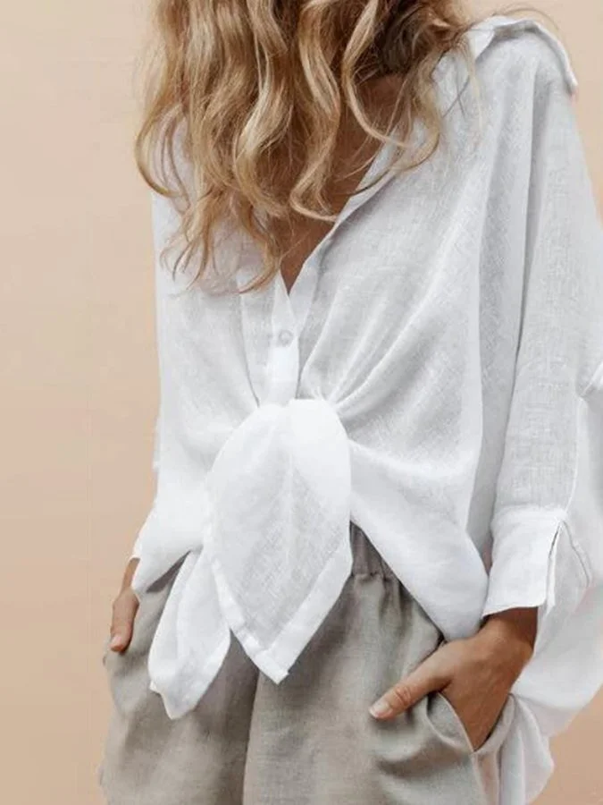 women's cotton and linen sunscreen loose shirt
