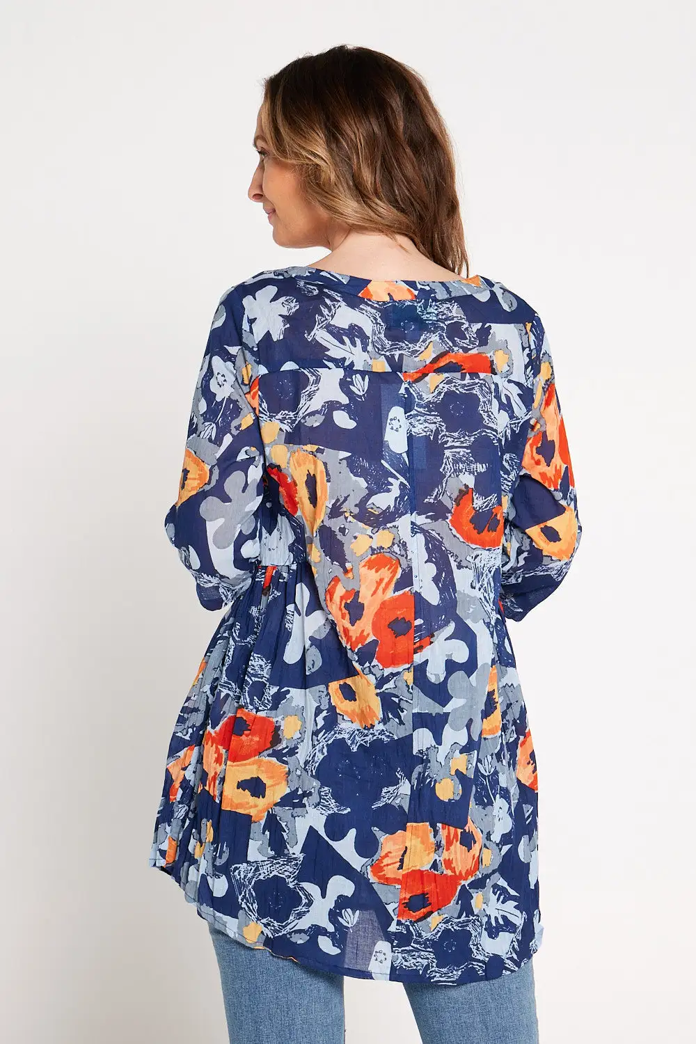 Tash Pleated Cotton Tunic - Poppy