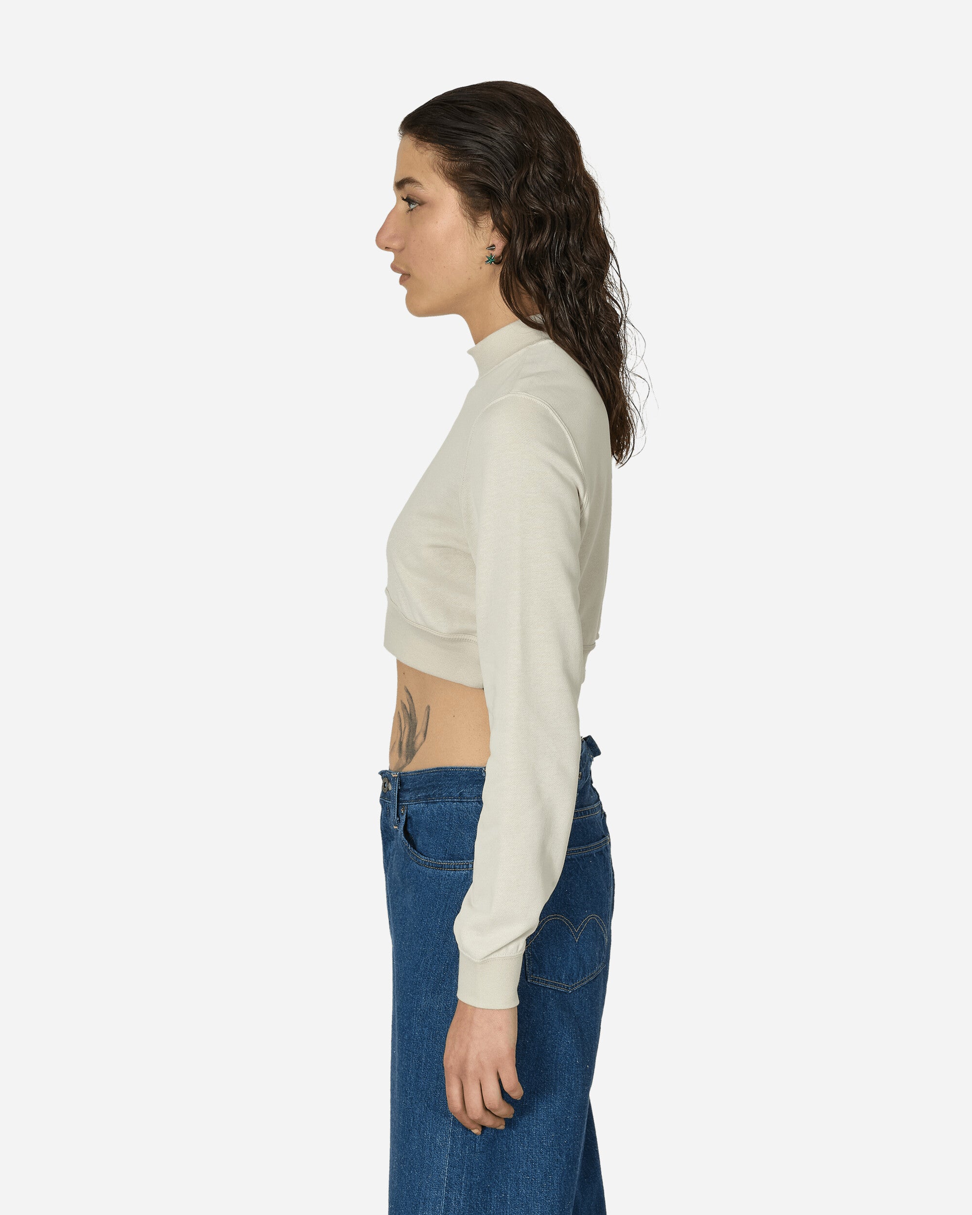 Crewneck Cropped French Terry Top Light Orewood Brown