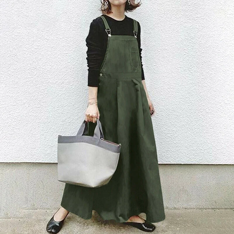 🔥🔥Casual Long Suspenders Skirt with Pocket