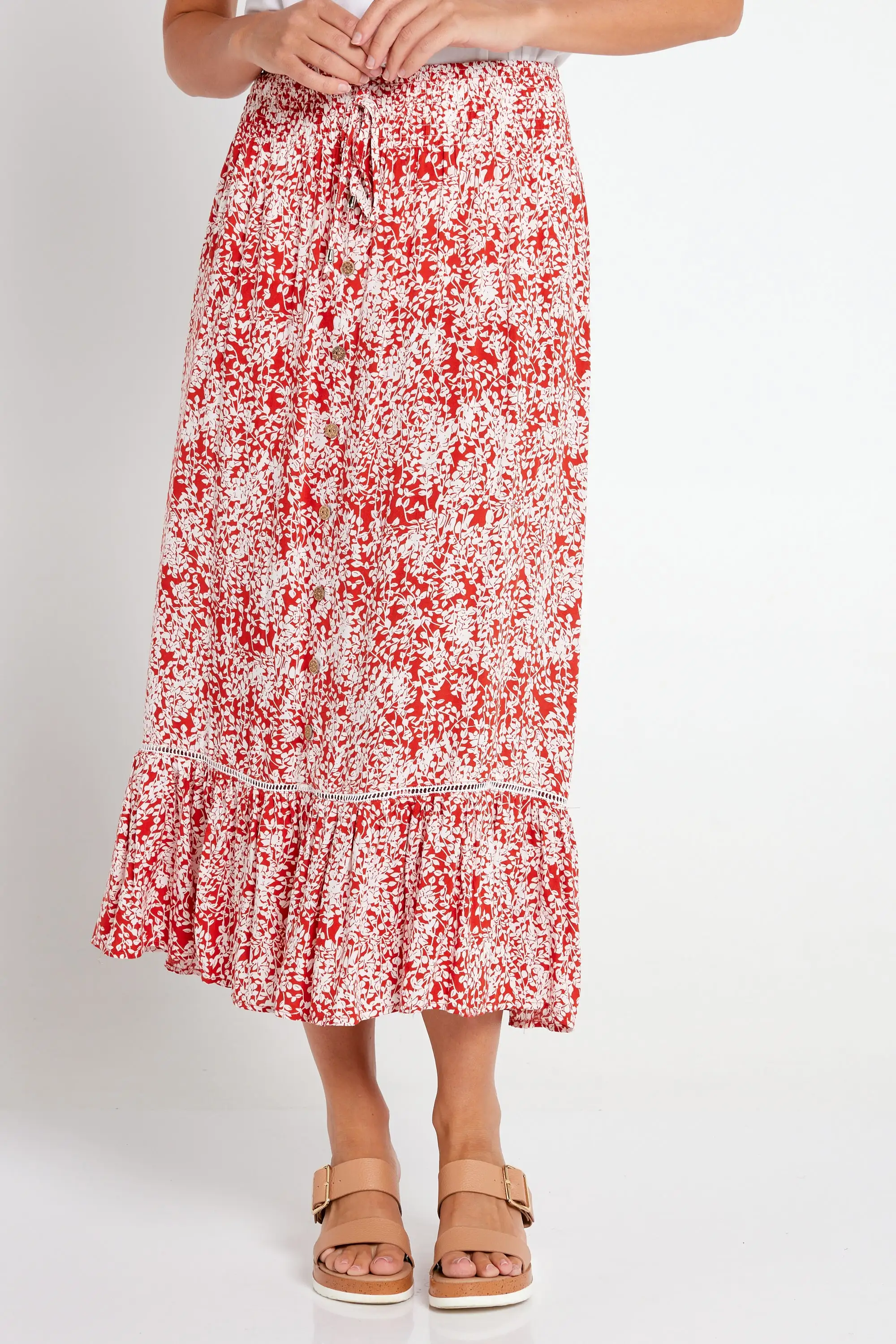 Pearl Maxi Skirt - Rust Floral