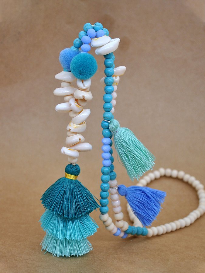 Women's Boho Shell Beaded Tassel Necklace
