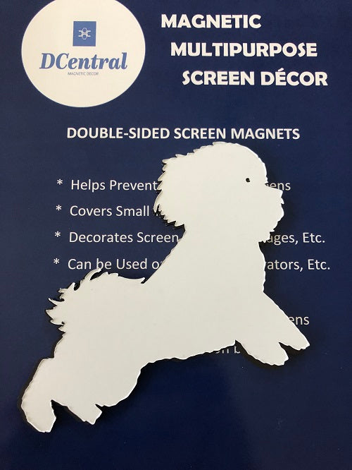 DCentral Bichon Dog Flexible Screen Magnet: Double-Sided Décor; For NON-RETRACTABLE Screens， Multipurpose， Helps to Stop Walking into screens， Covers small tears in Screens， . Size 4.3