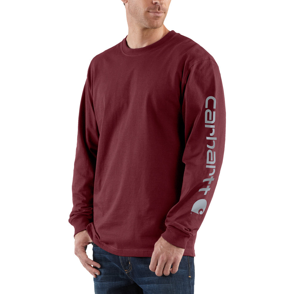 Carhartt Men's Signature Logo Long Sleeve T-Shirt_Port