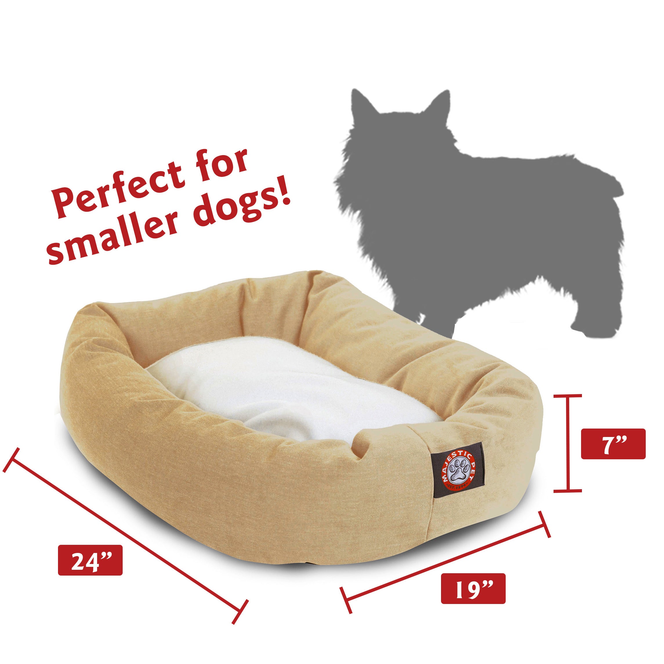 Majestic Pet | Poly/Cotton Sherpa Bagel Pet Bed For Dogs， Khaki， Small