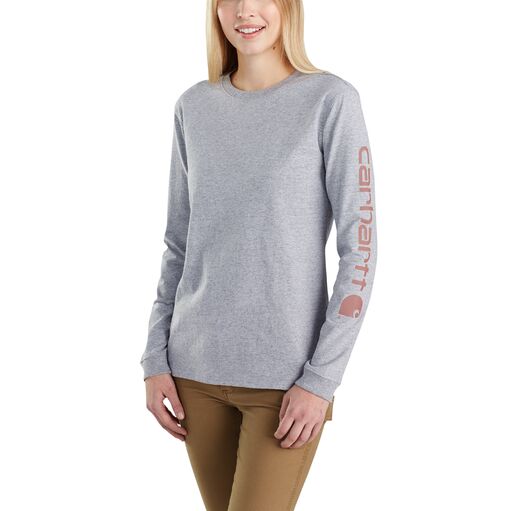 Carhartt Women's Heavyweight Long Sleeve Logo T-Shirt_Heather Grey